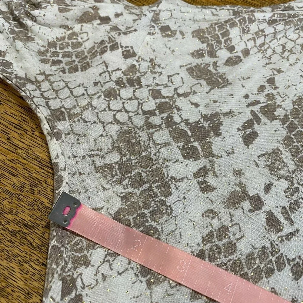 Express M Patterned Gold Accents Top Cold Shoulder Dolman Like Sleeves - Picture 10 of 12